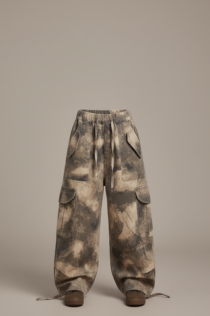 Pantalon Cargo Camouflage Ample Multipoches Enfant Tendance - Multicolore Toile - vue 3