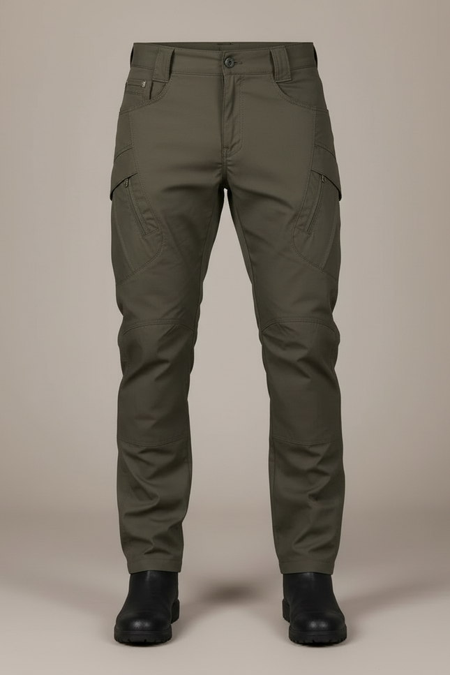 Pantalon Cargo Vert Militaire Tactique Multipoches Homme - Kaki Polyester - vue 3