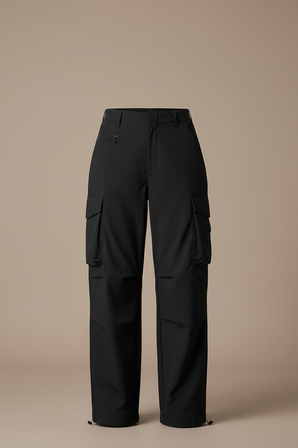 Pantalon Cargo Femme Noir Parachute Ripstop Streetwear Été - Polyester - vue 3