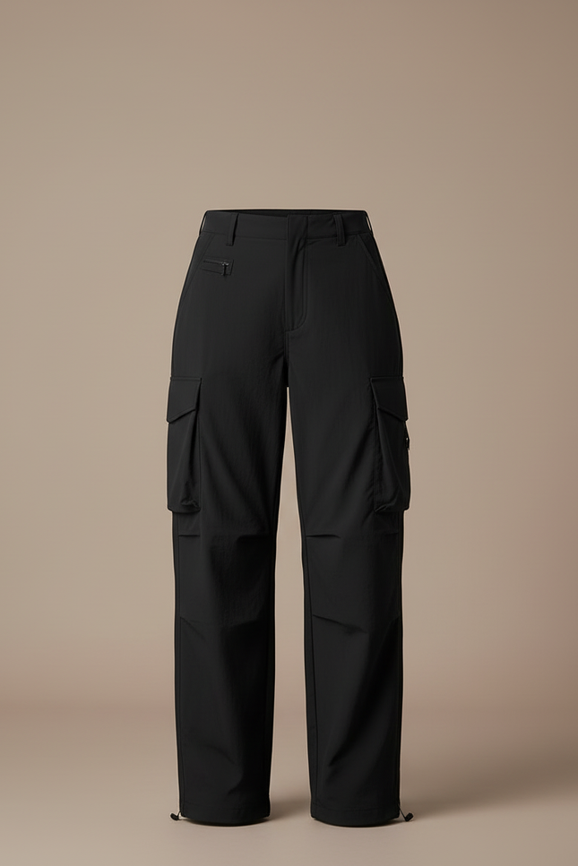 Pantalon Cargo Femme Noir Parachute Ripstop Streetwear Été - Polyester - vue 3