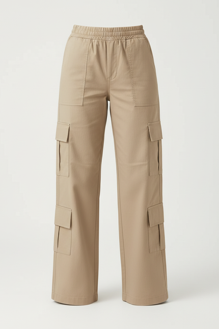 Pantalon Cargo Beige Décontracté Ample Poches Femme - Toile - vue 3
