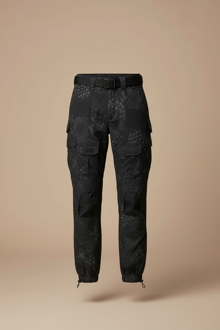 Pantalon Cargo Noir Imprimé Tactique Femme - Toile - vue 3