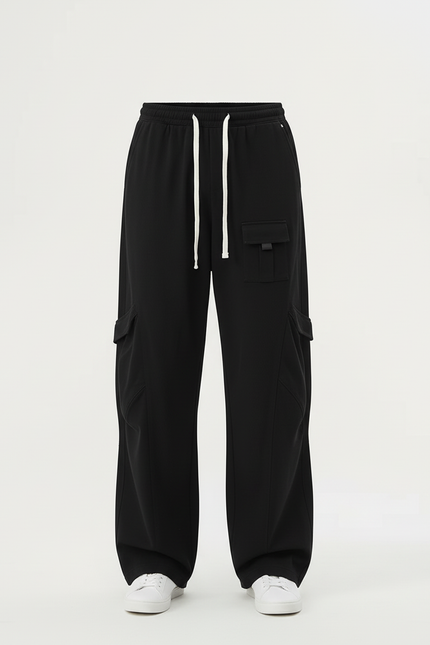 Pantalon Cargo Homme Noir Baggy Coton - Molleton - vue 3