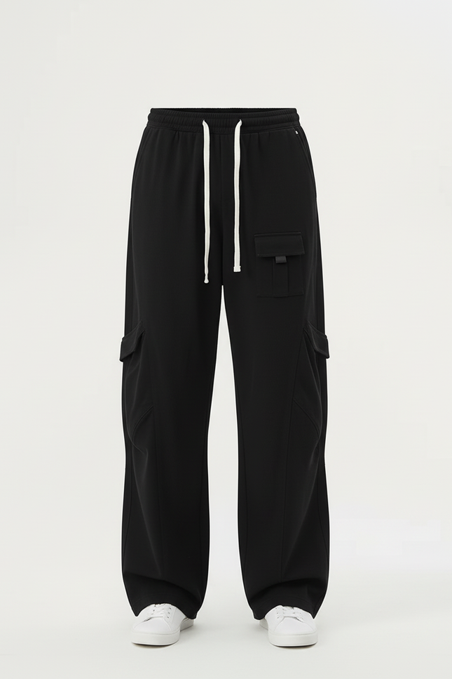 Pantalon Cargo Homme Noir Baggy Coton - Molleton - vue 3