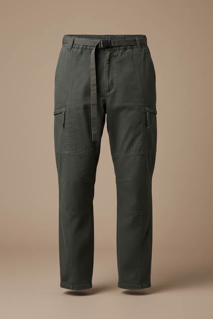 Pantalon Cargo Homme Vert Militaire Ample Décontracté - Kaki Toile - vue 3