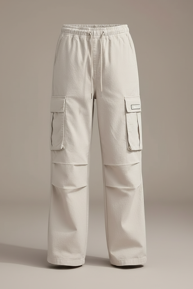 Pantalon Cargo Beige Ample Décontracté Multipoches Enfant - Gabardine - vue 3