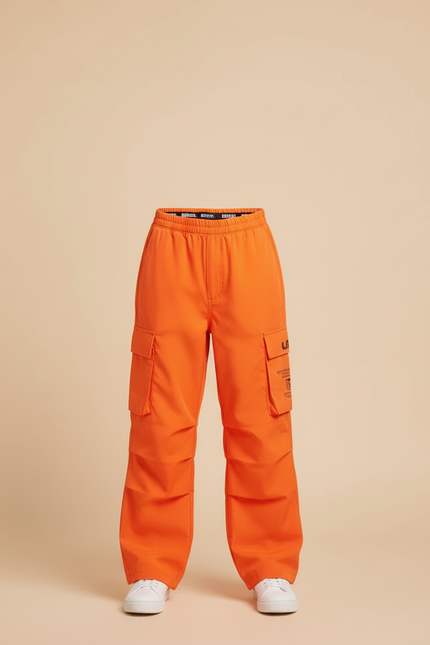 Pantalon Cargo Orange Ample Enfant Streetwear Sangles - Toile - vue 3