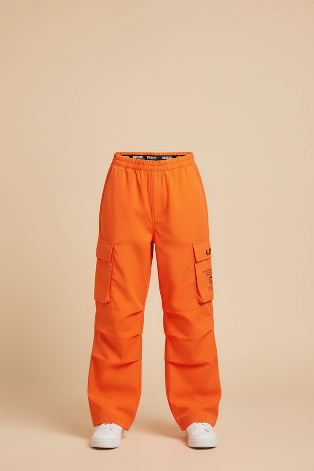 Pantalon Cargo Orange Ample Enfant Streetwear Sangles - Toile - vue 3