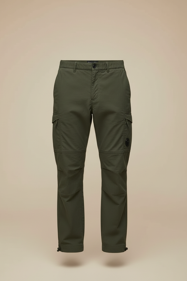 Pantalon Cargo Vert Droit Multipoches Homme Décontracté - Kaki Gabardine - vue 3