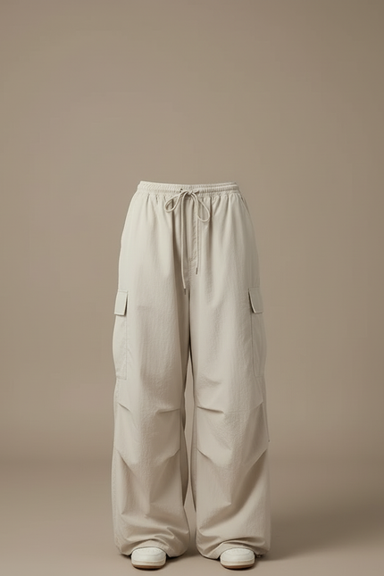 Pantalon Cargo Beige Ample Fluide Décontracté Femme - Polyester - vue 3