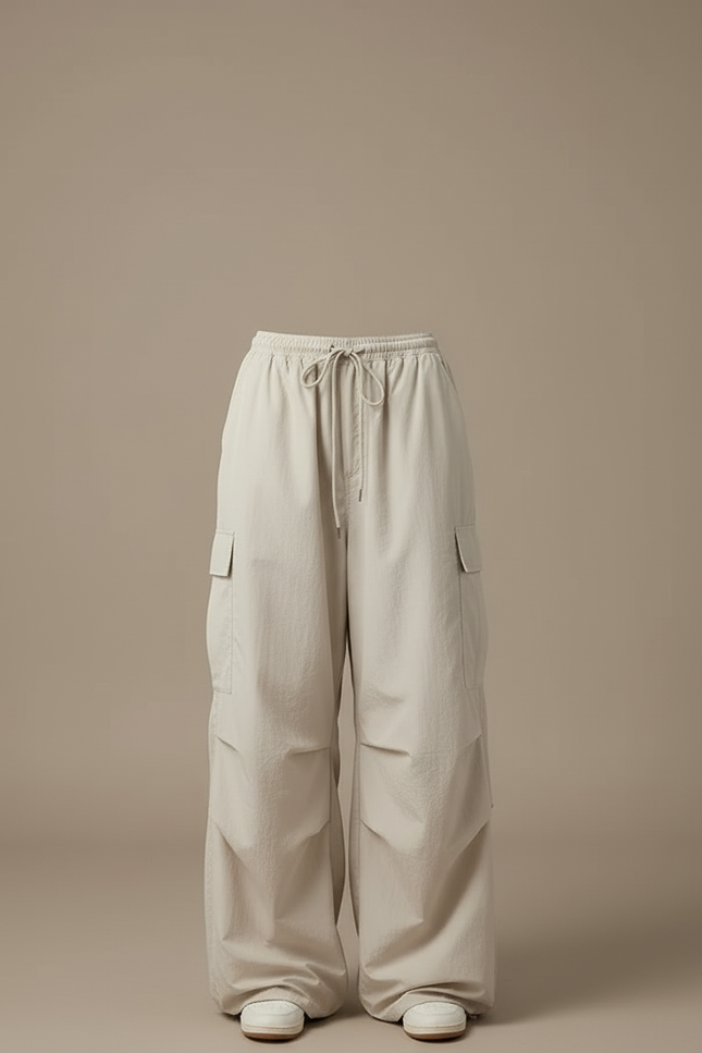 Pantalon Cargo Beige Ample Fluide Décontracté Femme - Polyester - vue 3