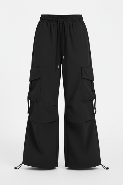 Pantalon Cargo Fille Noir Parachute Ripstop - Polyester - vue 3