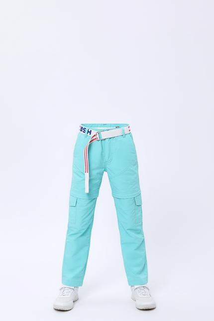 Pantalon Cargo Enfant Convertible Léger Turquoise Multipoches - Bleu Polyester - vue 3
