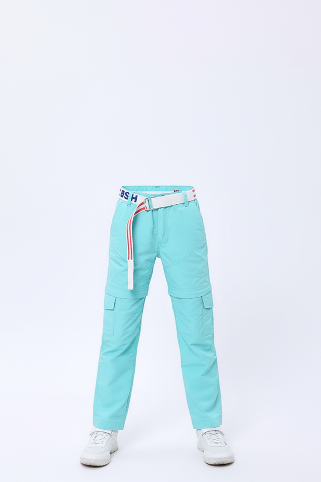 Pantalon Cargo Enfant Convertible Léger Turquoise Multipoches - Bleu Polyester - vue 3