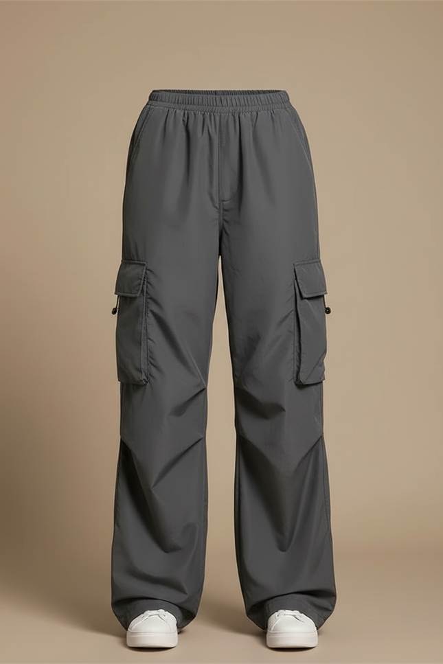 Pantalon Cargo Femme Ample Gris Coton Décontracté - Polyester - vue 3
