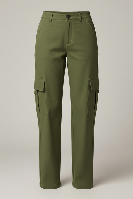 Pantalon Cargo Vert Femme - Kaki Toile - vue 3