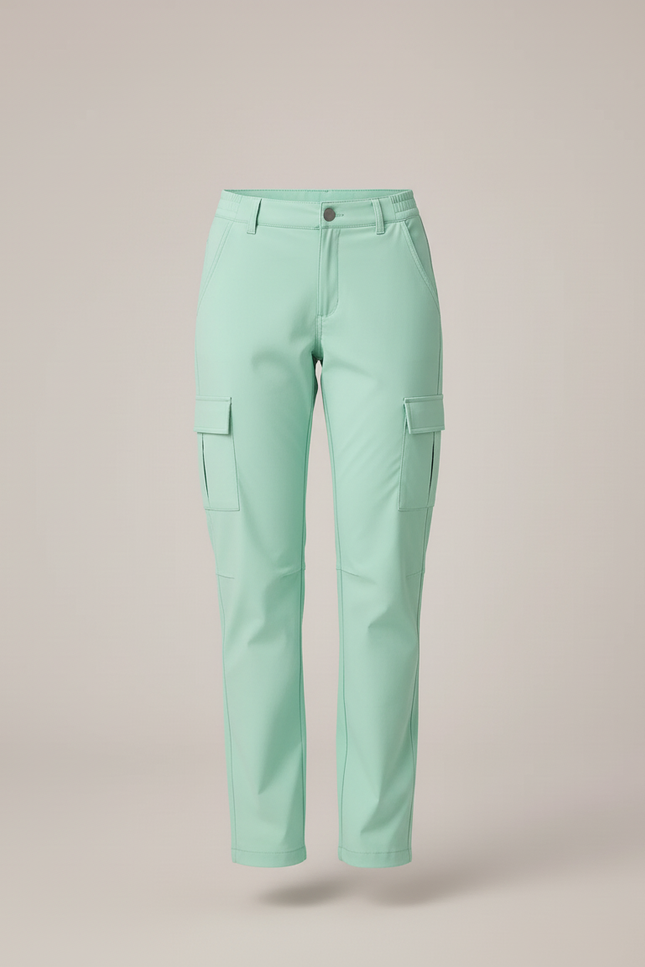 Pantalon Cargo Vert Menthe Coupe Droite Poches Latérales - Polyester - vue 3