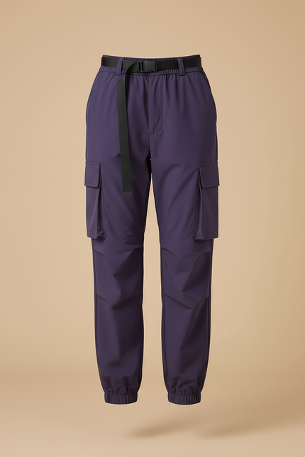 Pantalon Cargo Violet Taille Haute Élastique Femme - Polyester - vue 3