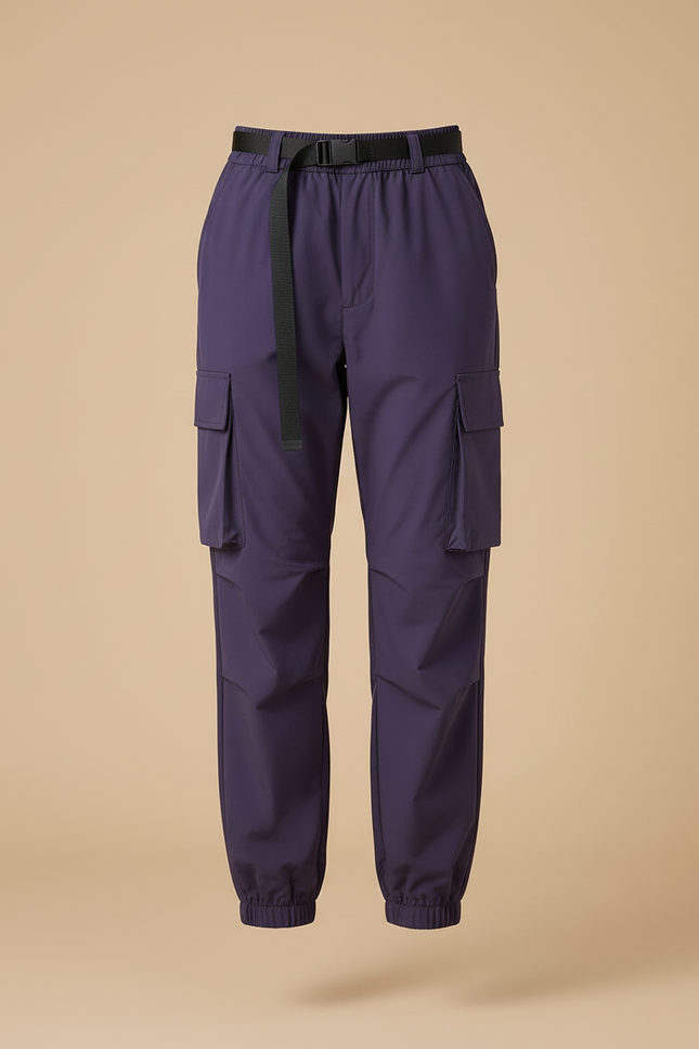 Pantalon Cargo Violet Taille Haute Élastique Femme - Polyester - vue 3