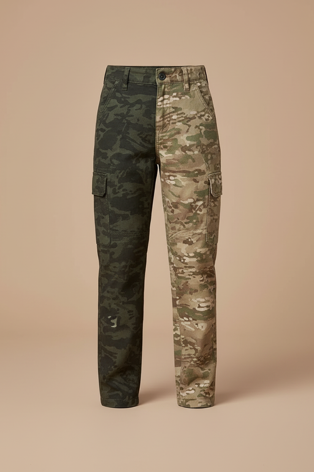 Pantalon Cargo Bicolore Camouflage Slim Enfant - Multicolore Toile - vue 3