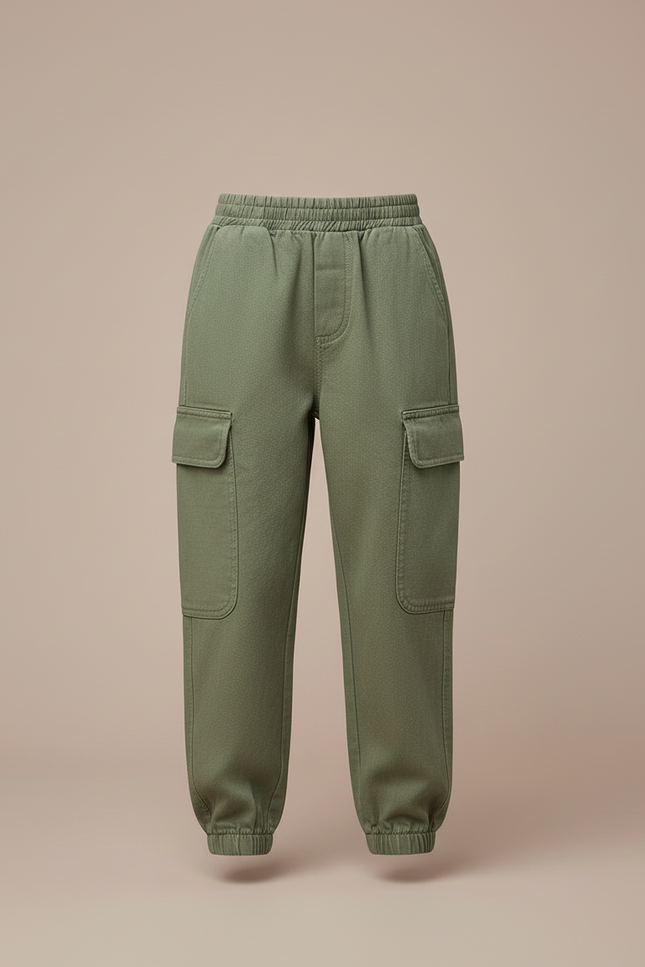Pantalon Cargo Vert Kaki Ample Poches Enfant - Coton - vue 3