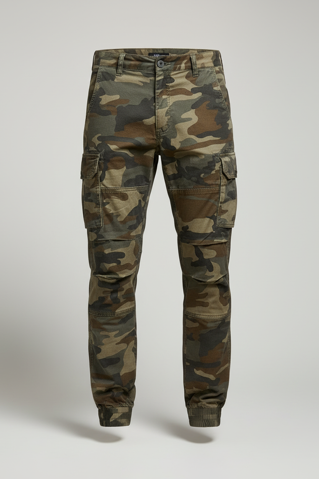 Pantalon Cargo Camouflage Militaire Coton Slim Multipoches - Multicolore - vue 3