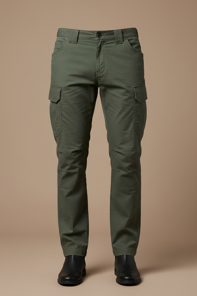 Pantalon Cargo Vert Militaire Homme Coton Multipoches - vue 3