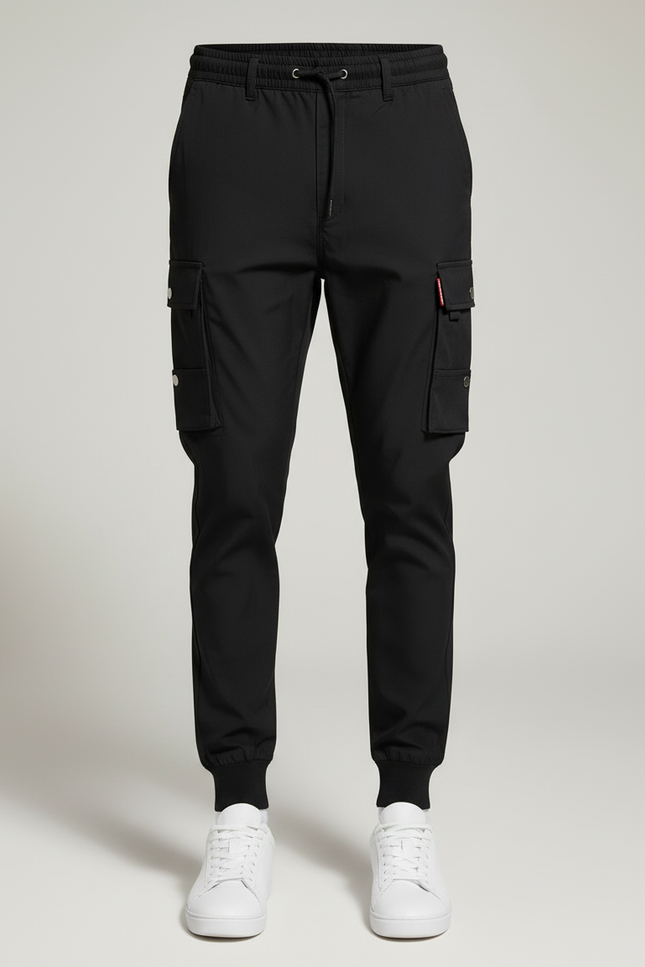 Pantalon Cargo Noir Homme Multipoches Décontracté Jogger Coton - Polyester - vue 3