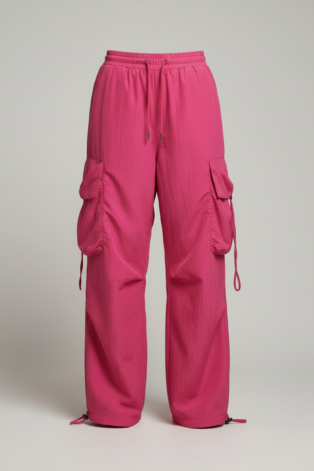 Pantalon Cargo Rose Ample Poches Femme - Polyester - vue 3