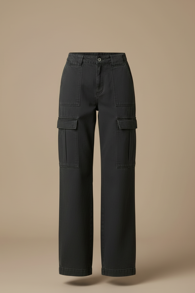 Pantalon Cargo Gris Ample Femme Poches - Toile - vue 3