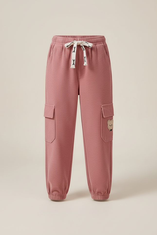 Pantalon Cargo Rose Côtelé Ample Fille Décontracté - Cordé - vue 3