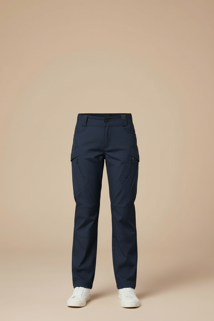 Pantalon Cargo Bleu Marine Fille Slim Multipoches - Gabardine - vue 3