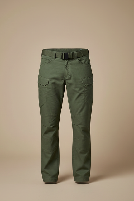 Pantalon Cargo Vert Militaire Décontracté Multipoches Homme - Kaki Toile - vue 3