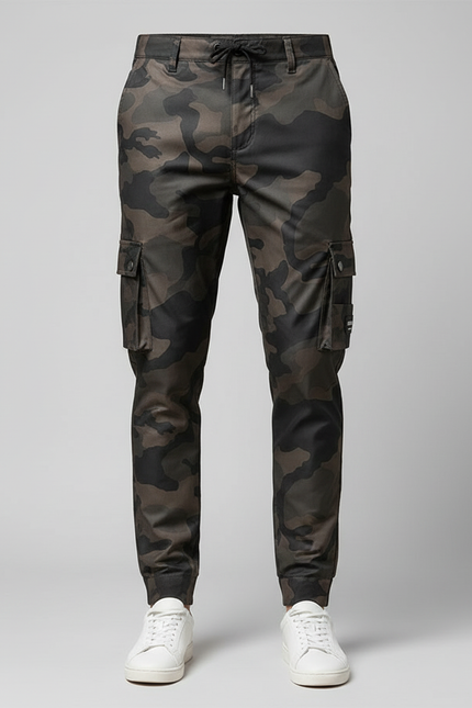 Pantalon Cargo Camouflage Homme Slim Militaire Jogger - Multicolore Polyester - vue 3