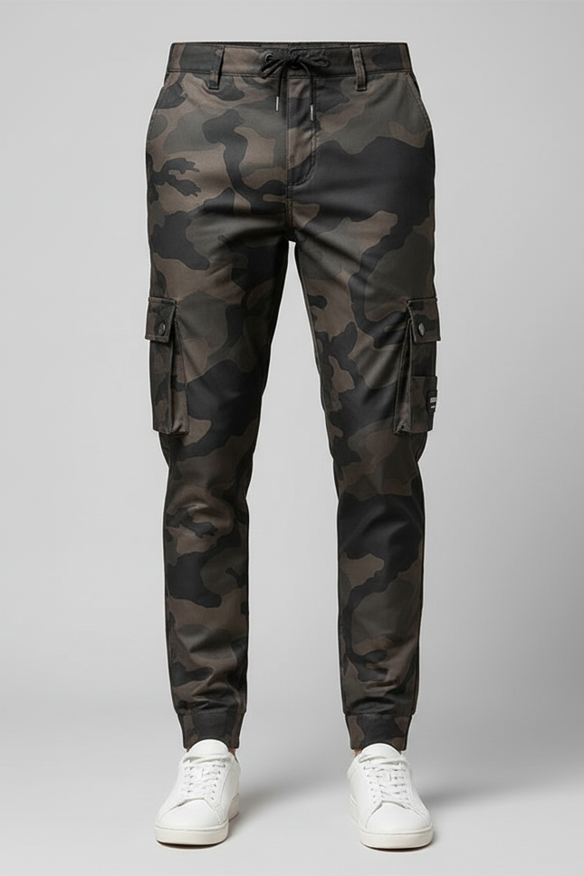 Pantalon Cargo Camouflage Homme Slim Militaire Jogger - Multicolore Polyester - vue 3