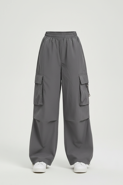 Pantalon Cargo Gris Ample Multipoches Fille Décontracté - Polyester - vue 2