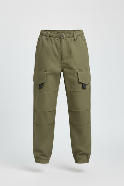 Pantalon Cargo Kaki Ample Multipoches Enfant Coton - vue 3