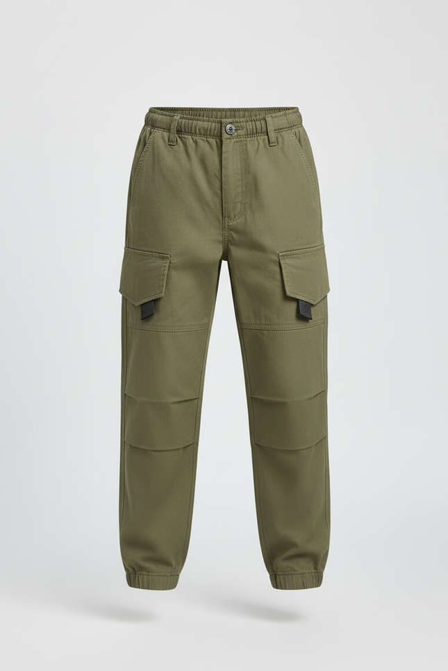Pantalon Cargo Kaki Ample Multipoches Enfant Coton - vue 3