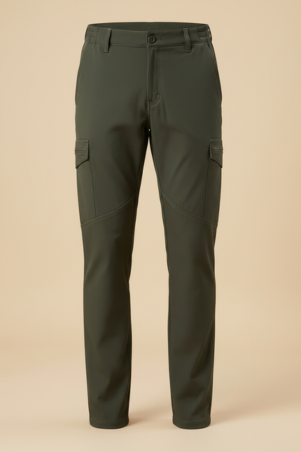 Pantalon Cargo Homme Vert Militaire Multipoches Coupe Droite - Kaki Polyester - vue 3