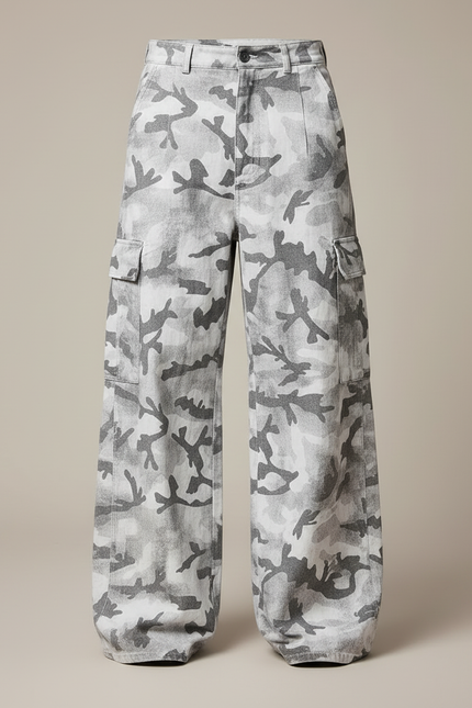 Pantalon Cargo Gris Camouflage Ample Streetwear Homme - Toile - vue 3