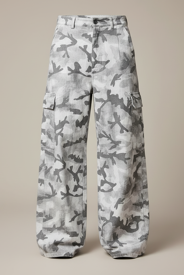 Pantalon Cargo Gris Camouflage Ample Streetwear Homme - Toile - vue 3