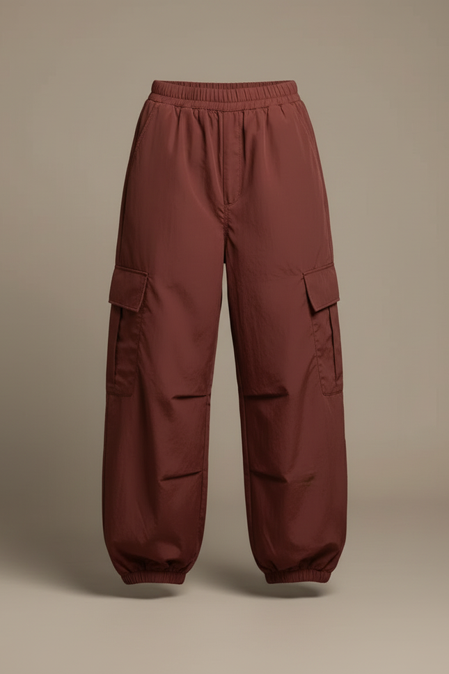 Pantalon Cargo Marron Ample Femme Multipoches - Polyester - vue 3