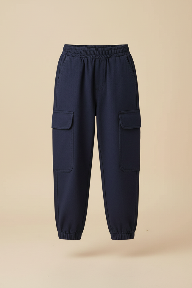 Pantalon Cargo Bleu Marine Ample Poches Enfant - Molleton - vue 3