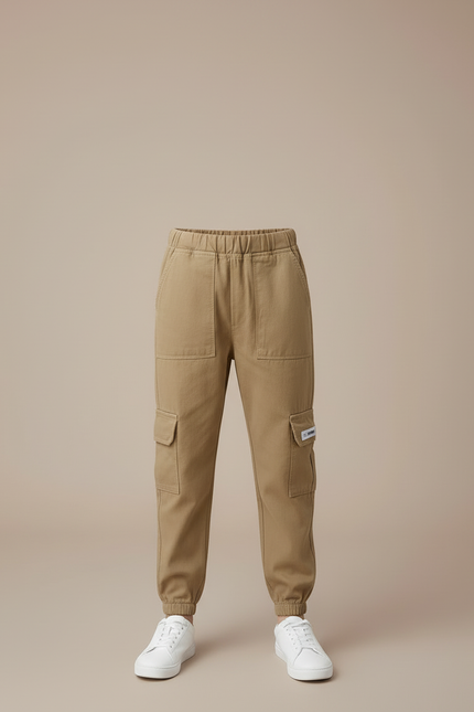Pantalon Cargo Beige Ample Coton Multipoches Garçon - vue 3