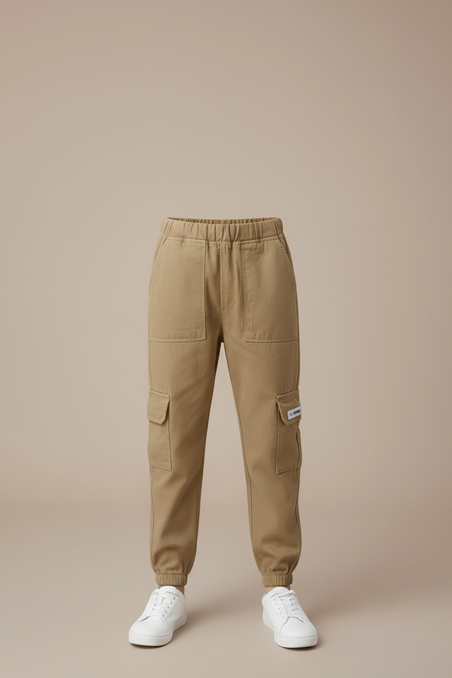 Pantalon Cargo Beige Ample Coton Multipoches Garçon - vue 3