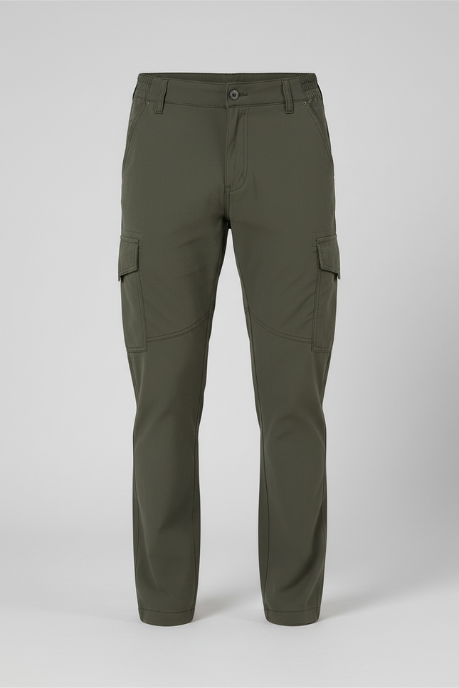 Pantalon Cargo Vert Kaki Droit Homme Multipoches Décontracté - Polyester - vue 3