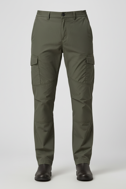 Pantalon Cargo Vert Militaire Droit Multipoches Homme - Kaki Polyester - vue 3