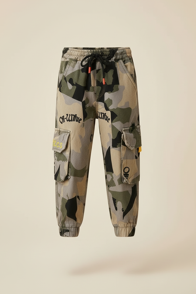 Pantalon Cargo Camouflage Enfant Décontracté Multipoches Imprimé - Toile - vue 3