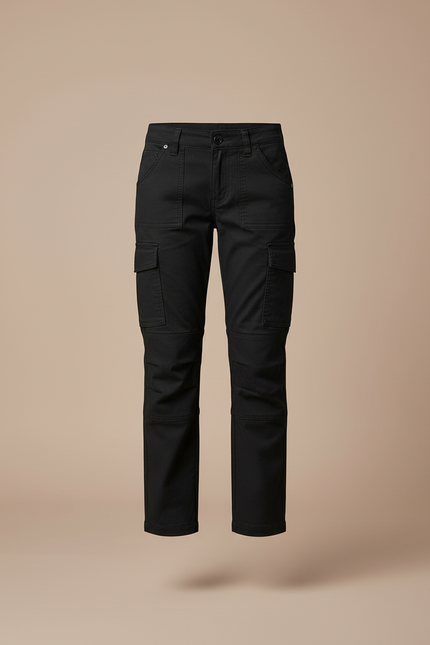 Pantalon Cargo Noir Enfant Multipoches Coton Décontracté - vue 3