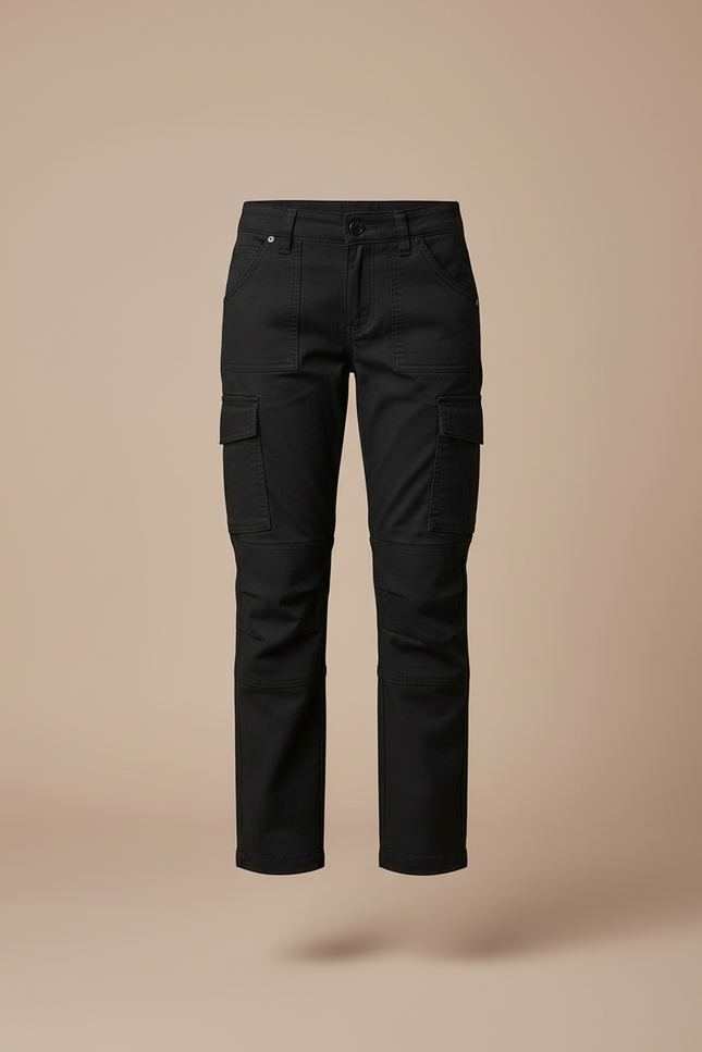 Pantalon Cargo Noir Enfant Multipoches Coton Décontracté - vue 3